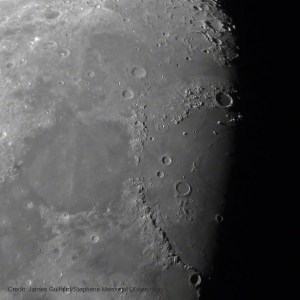 Photo: Earth's Moon - Mare Serenitatis & Mare Iridium. Photo by James Guilford.